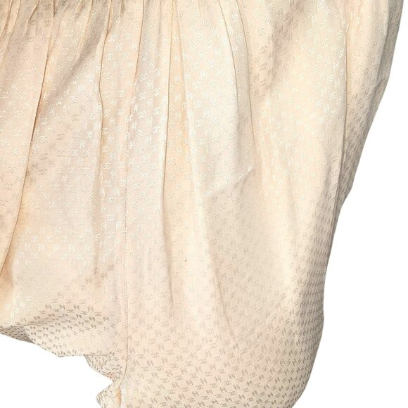 Vintage Chanel Womens Beige Silk Wide-Leg Pants Size 6 Logo Gathered HS171 - Picture 8 of 11